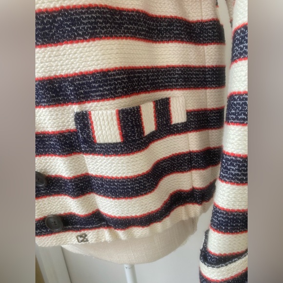 j. crew woven nautical striped double breast jacket cropped blazer sz. 10 - Picture 8 of 15